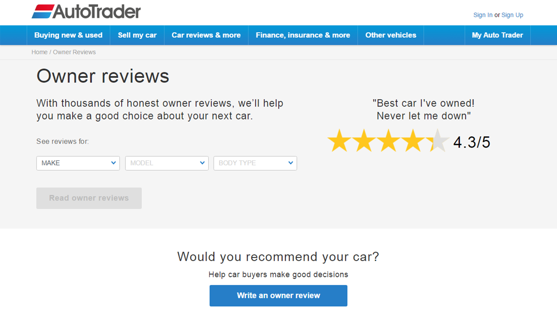 How To Use Auto Traders Owner Reviews Autotrader